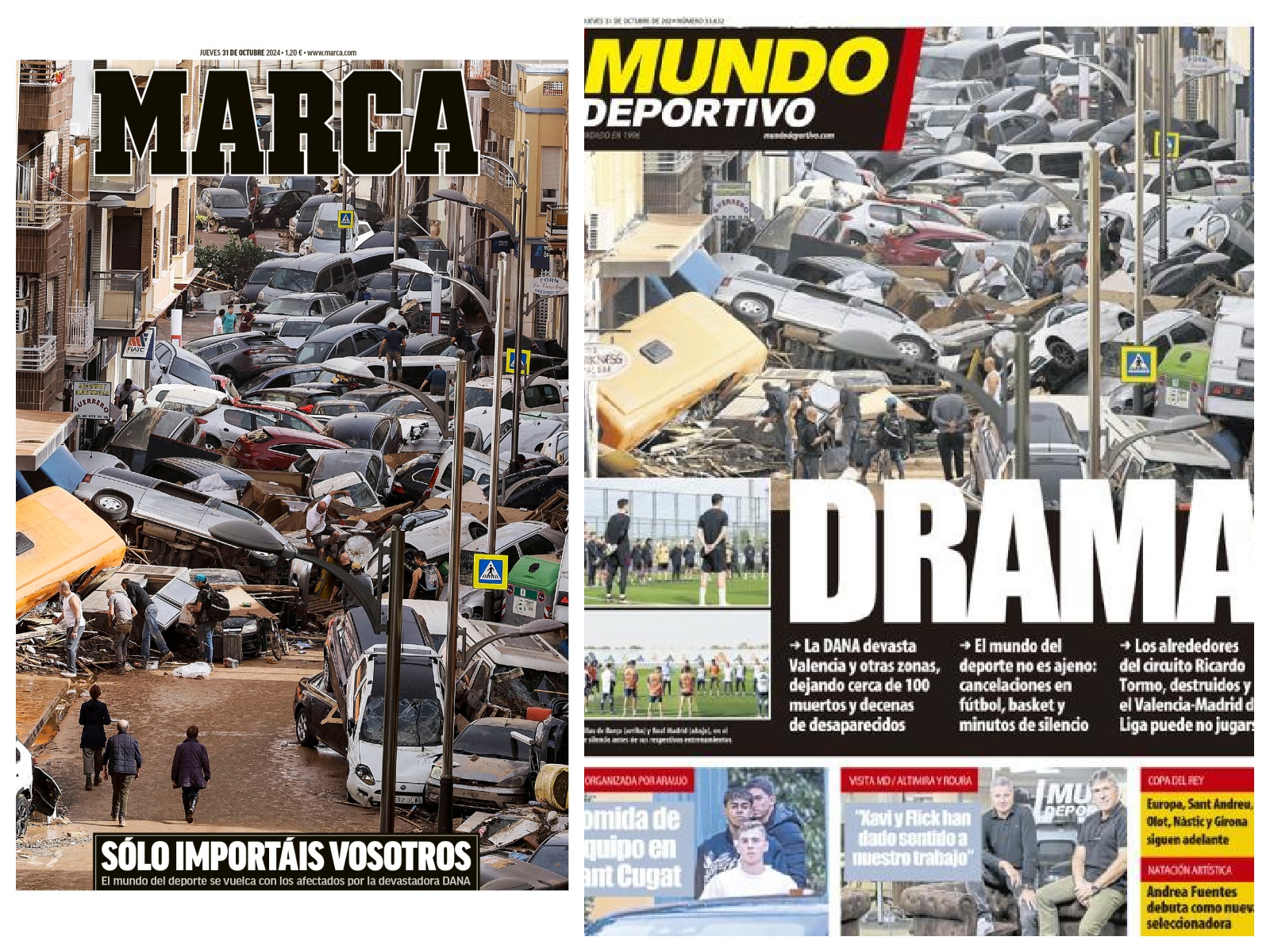 El temporal centra la atención de la prensa deportiva