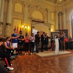 Los deportistas, durante el acto celebrado en el Ayuntamiento de Valladolid.