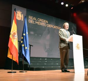 El ministro durante su intervención. Real Orden del Mérito Deportivo.